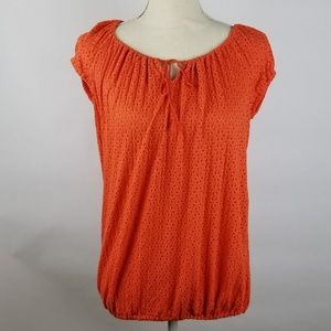 Loft Orange Pullover w Drawstring Neckline Sz XS